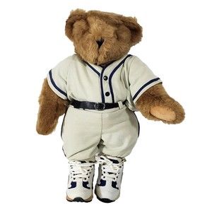 Vermont Teddy Bear Plush 17" Brown Baseball Uniform Sneakers Shoes Jointed